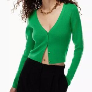 Aritzia Babaton Georgia Cardigan Sweater in Gloss Green Size 2XL